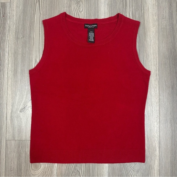 Stephanie Rogers Red Knit Sleeveless Sweater Vest Size L - Picture 1 of 6